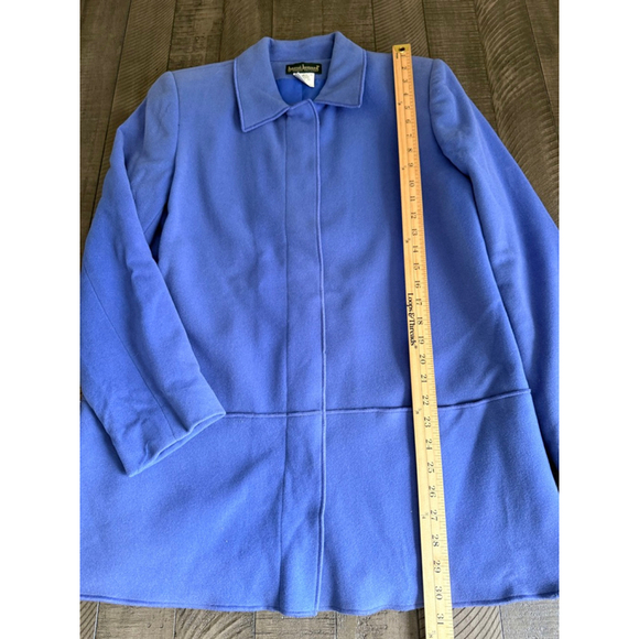 Vintage Y2K Harvé Benard Wool Cashmere Blend Blue Longline Jacket Sz 12 NWT - Picture 3 of 9